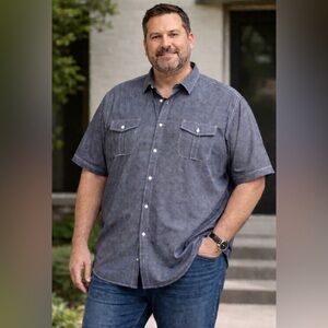 MICHAEL BRANDON Men's Casual Button Down Shirt Size XXL Blue Small Checkered